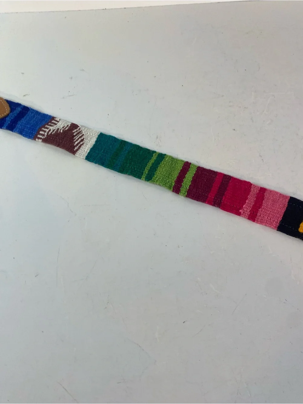 Guatamalan Leather & Colorful Woven Fabric Belt Size Large